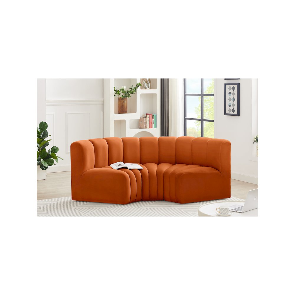 Arc Cognac Velvet Modular Sofa