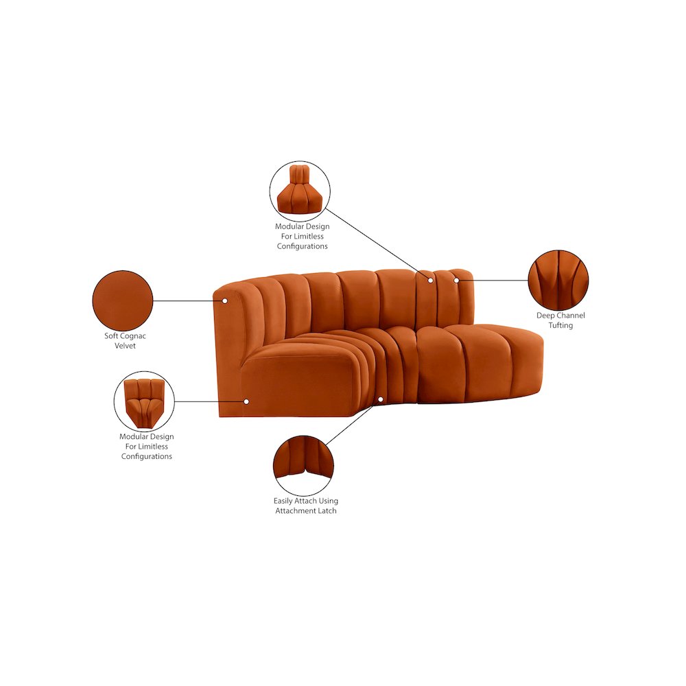 Arc Cognac Velvet Modular Sofa