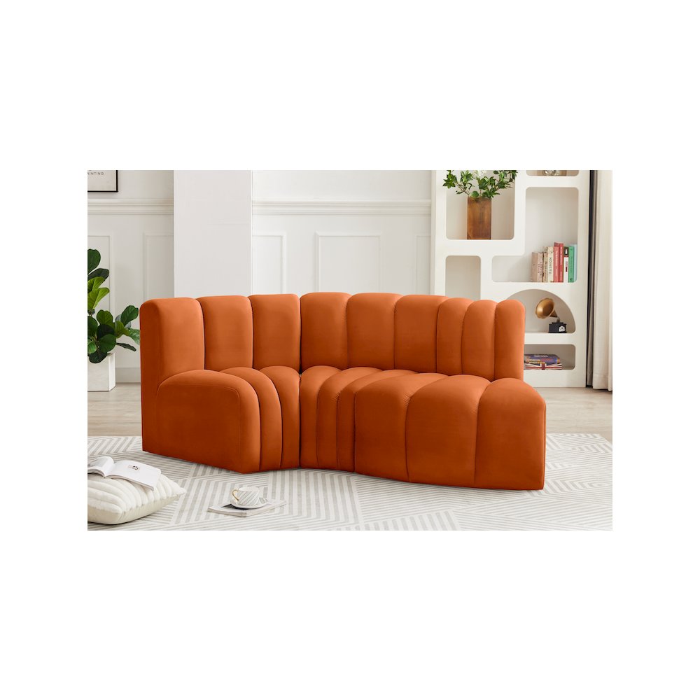 Arc Cognac Velvet Modular Sofa