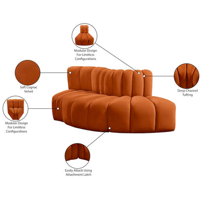 Arc Cognac Velvet Modular Sofa