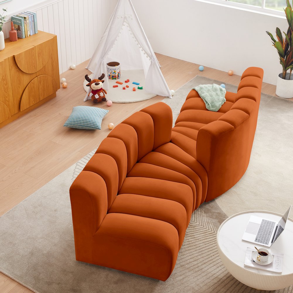 Arc Cognac Velvet Modular Sofa