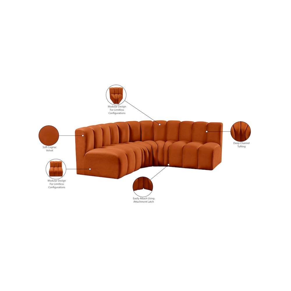 Arc Cognac Velvet Modular Sofa
