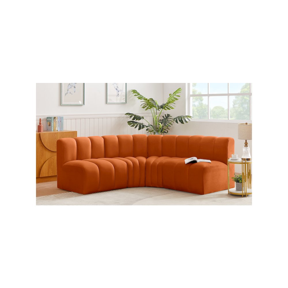 Arc Cognac Velvet Modular Sofa