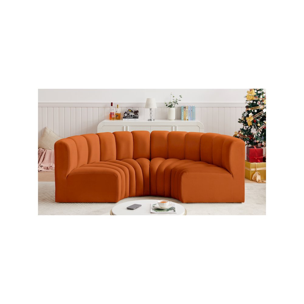 Arc Cognac Velvet Modular Sofa
