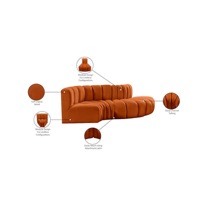 Arc Cognac Velvet Modular Sofa