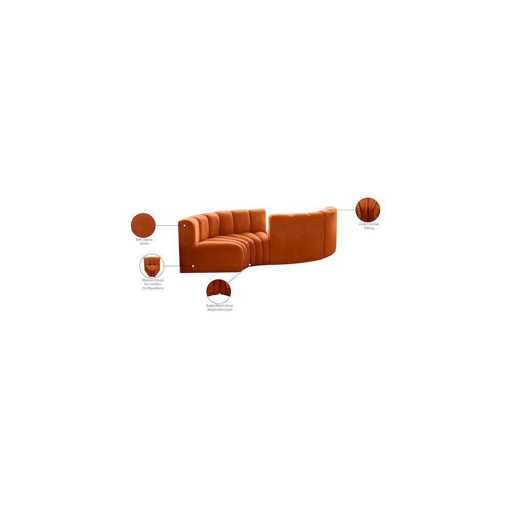 Arc Cognac Velvet Modular Sofa