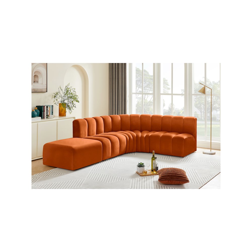 Arc Cognac Velvet Modular Sofa