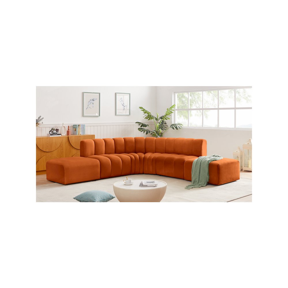 Arc Cognac Velvet Modular Sofa