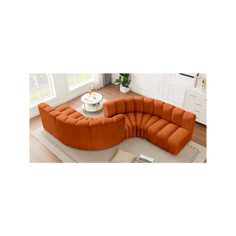 Arc Cognac Velvet Modular Sofa