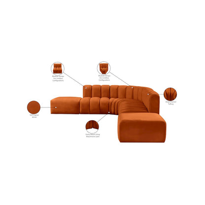 Arc Cognac Velvet Modular Sofa