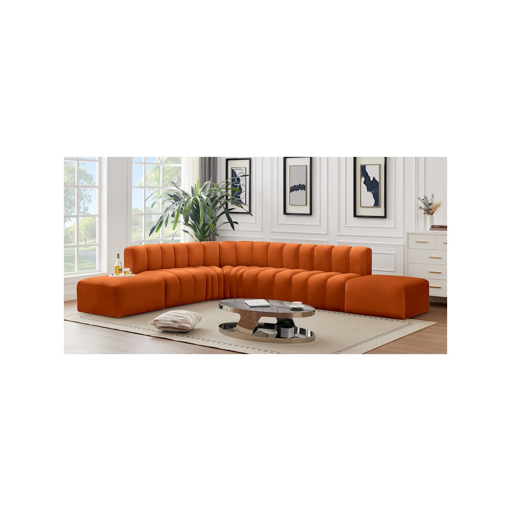 Arc Cognac Velvet Modular Sofa