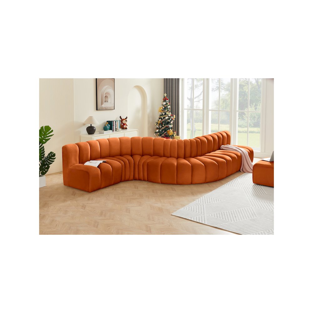 Arc Cognac Velvet Modular Sofa