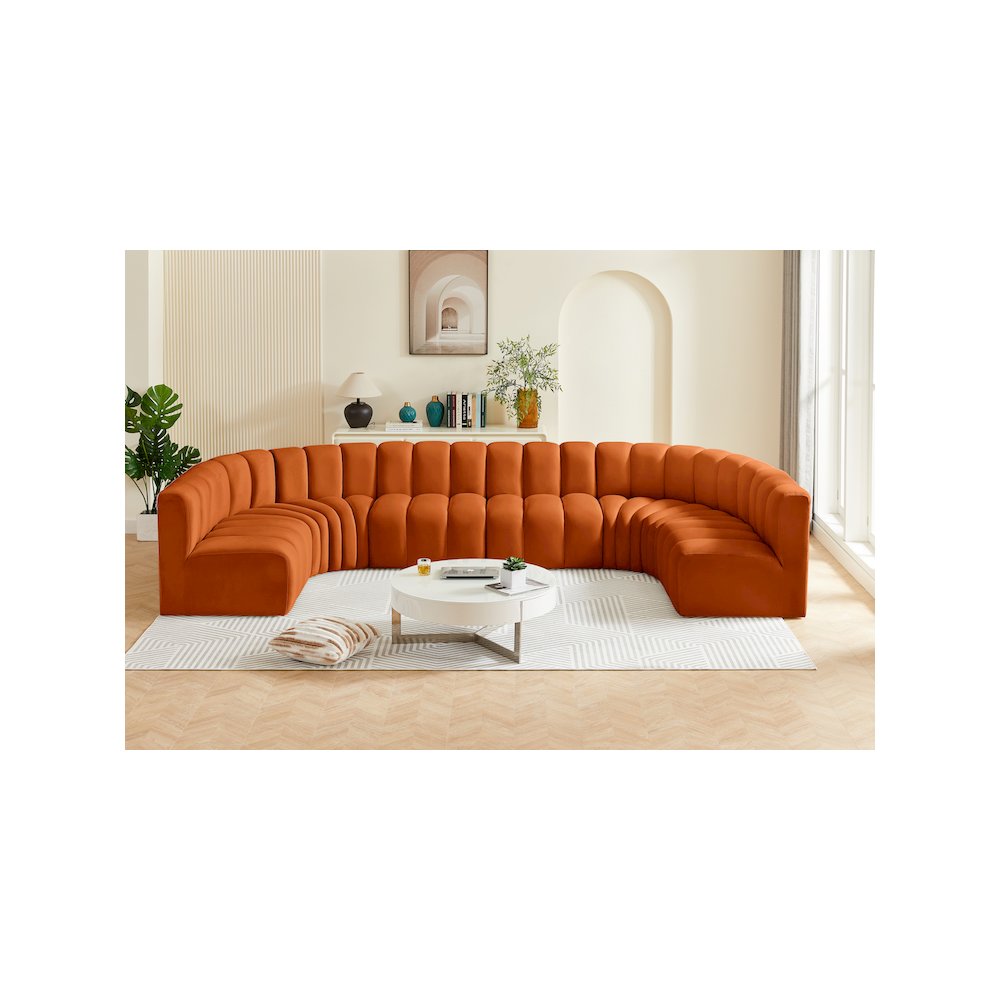 Arc Cognac Velvet Modular Sofa