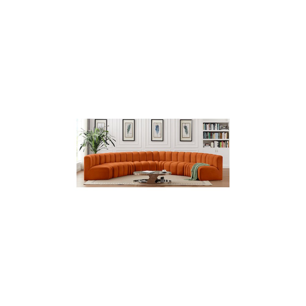 Arc Cognac Velvet Modular Sofa