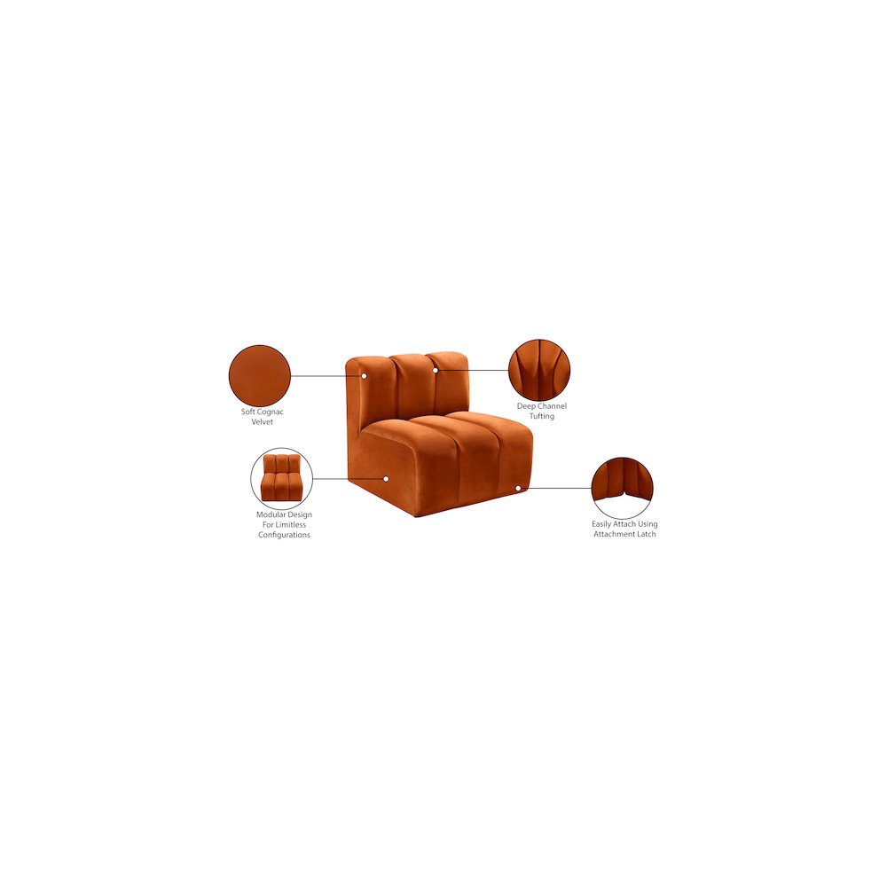 Arc Cognac Velvet Straight Chair