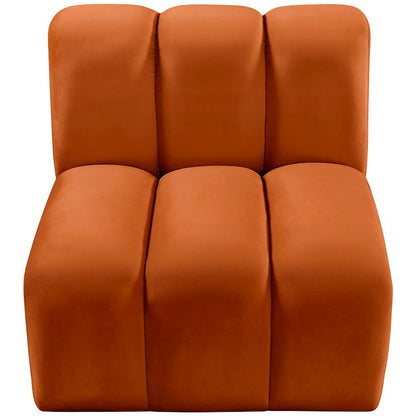 Arc Cognac Velvet Straight Chair