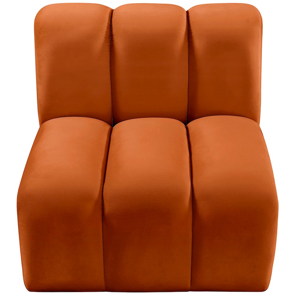 Arc Cognac Velvet Straight Chair
