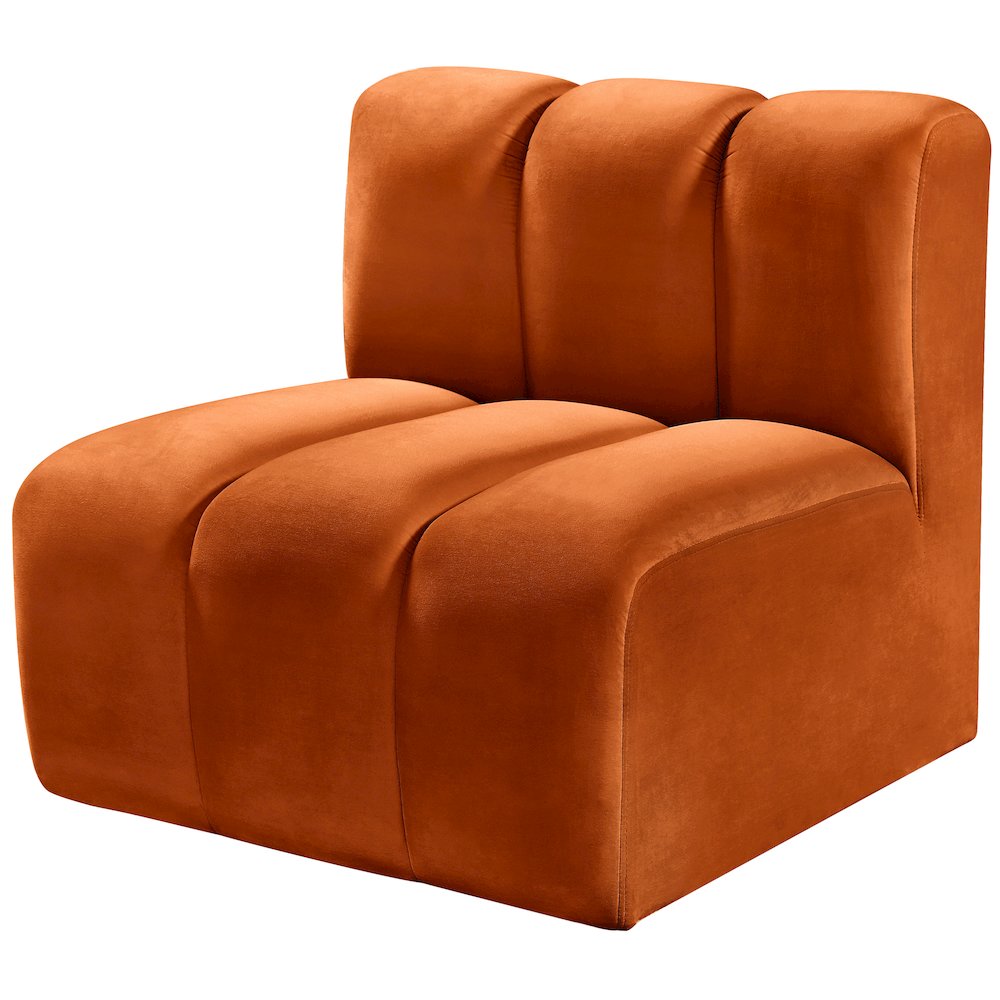 Arc Cognac Velvet Straight Chair