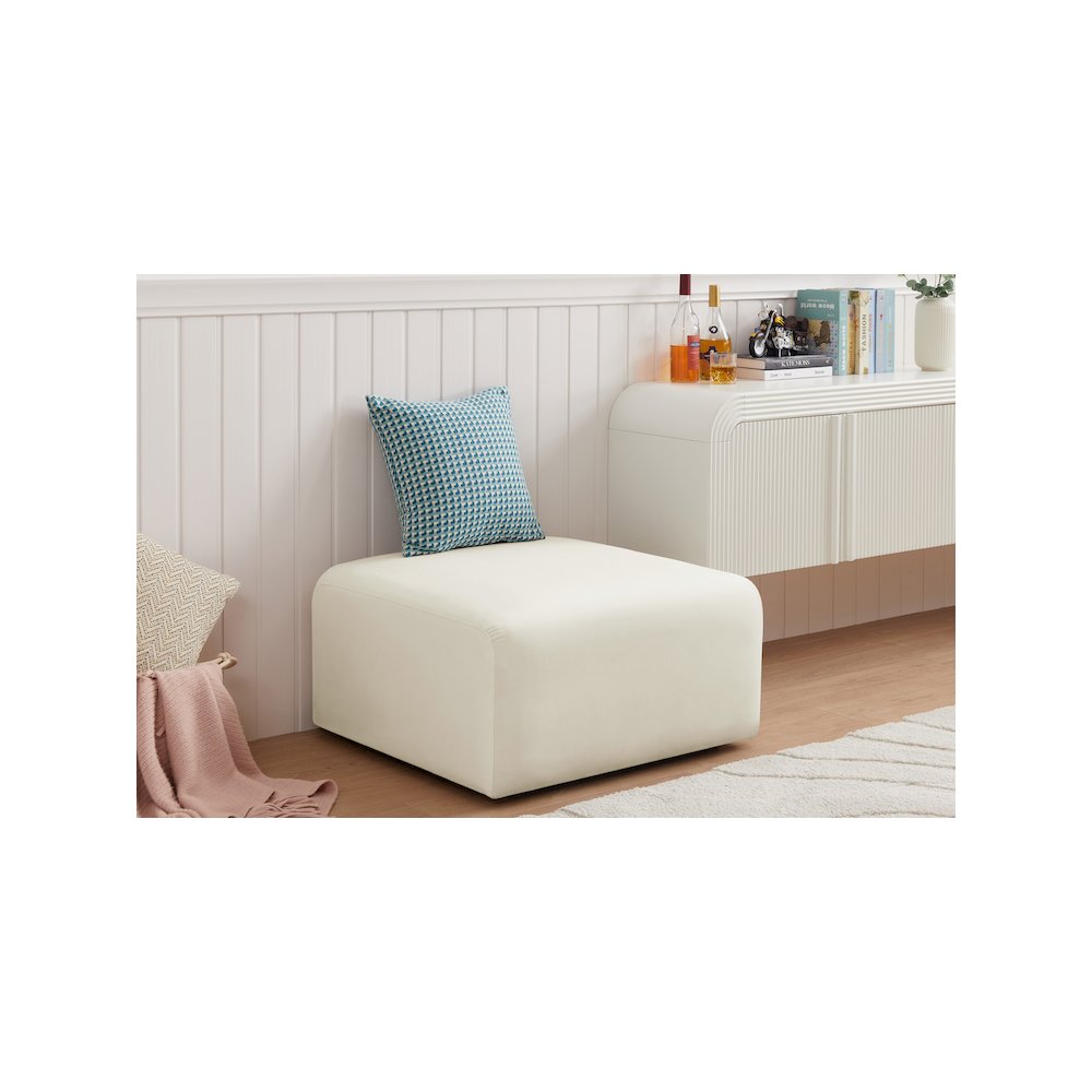 Arc Cream Velvet Ottoman