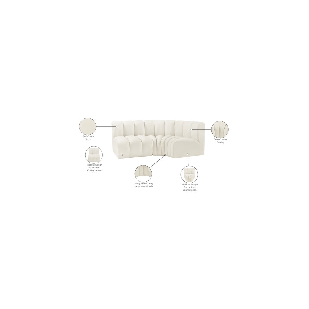 Arc Cream Velvet Modular Sofa