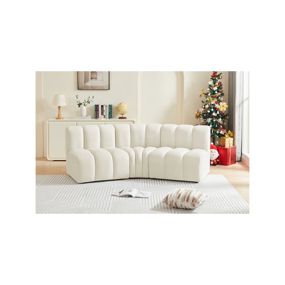 Arc Cream Velvet Modular Sofa