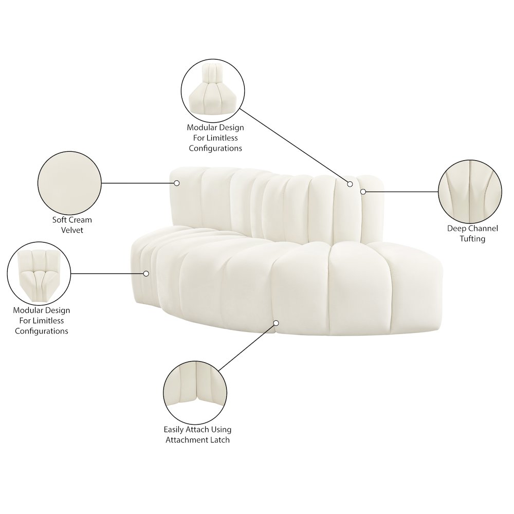 Arc Cream Velvet Modular Sofa