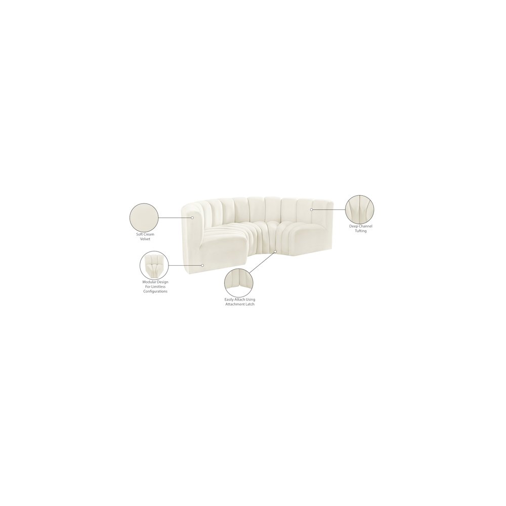 Arc Cream Velvet Modular Sofa