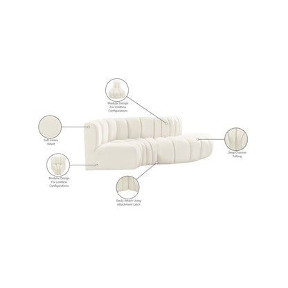 Arc Cream Velvet Modular Sofa