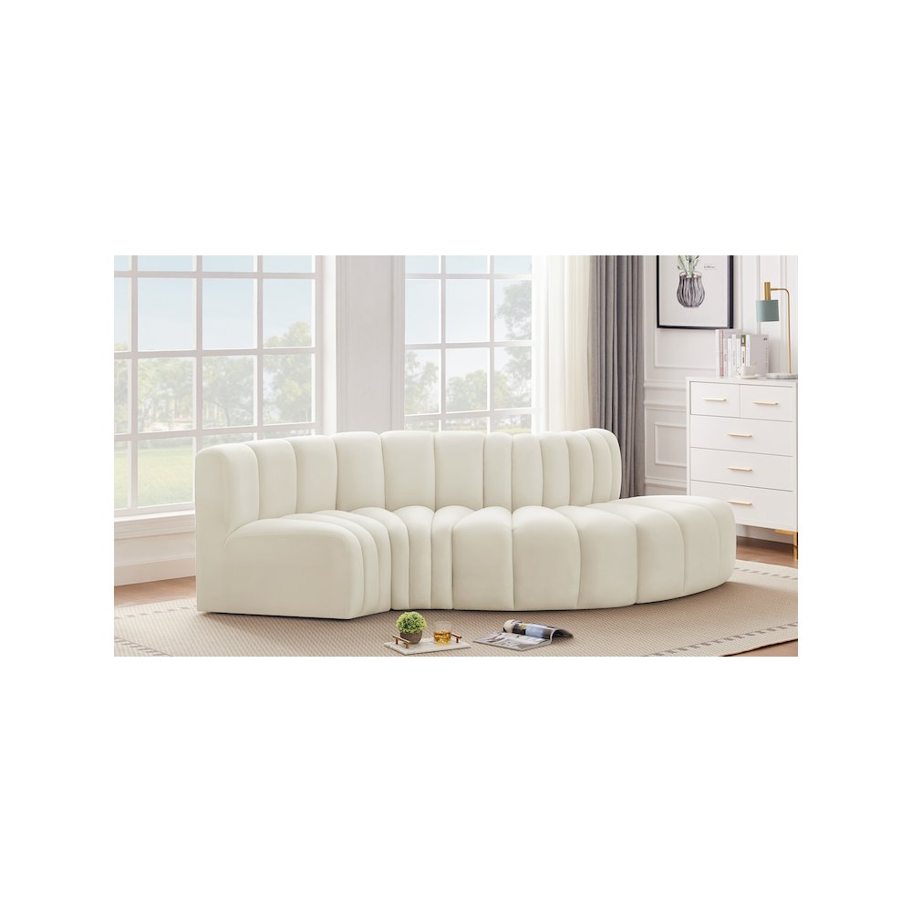 Arc Cream Velvet Modular Sofa