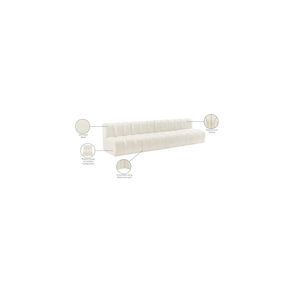 Arc Cream Velvet Modular Sofa