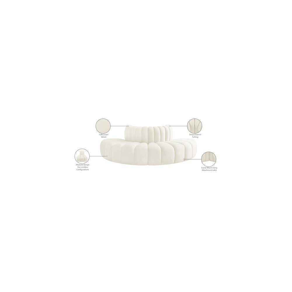 Arc Cream Velvet Modular Sofa
