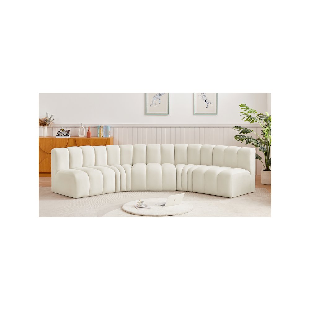 Arc Cream Velvet Modular Sofa