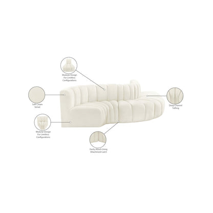 Arc Cream Velvet Modular Sofa