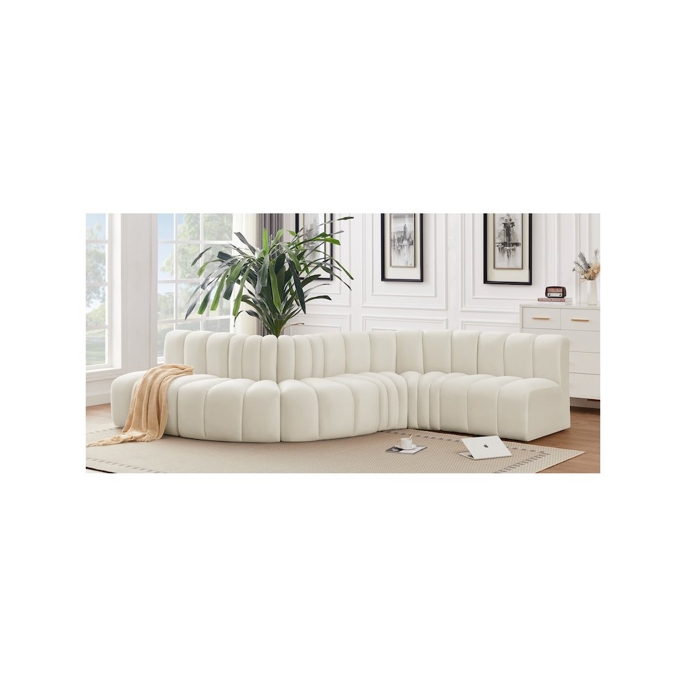 Arc Cream Velvet Modular Sofa