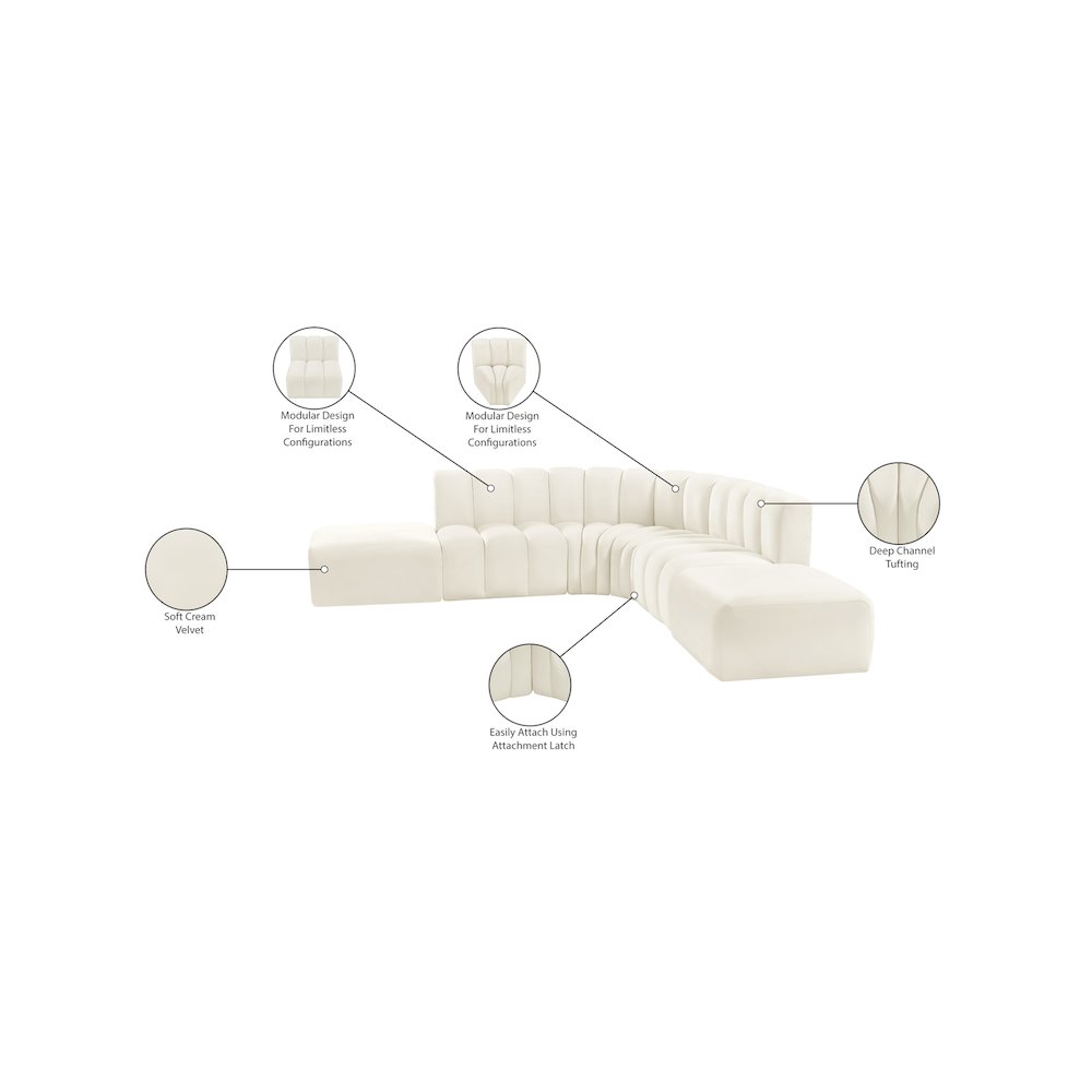 Arc Cream Velvet Modular Sofa