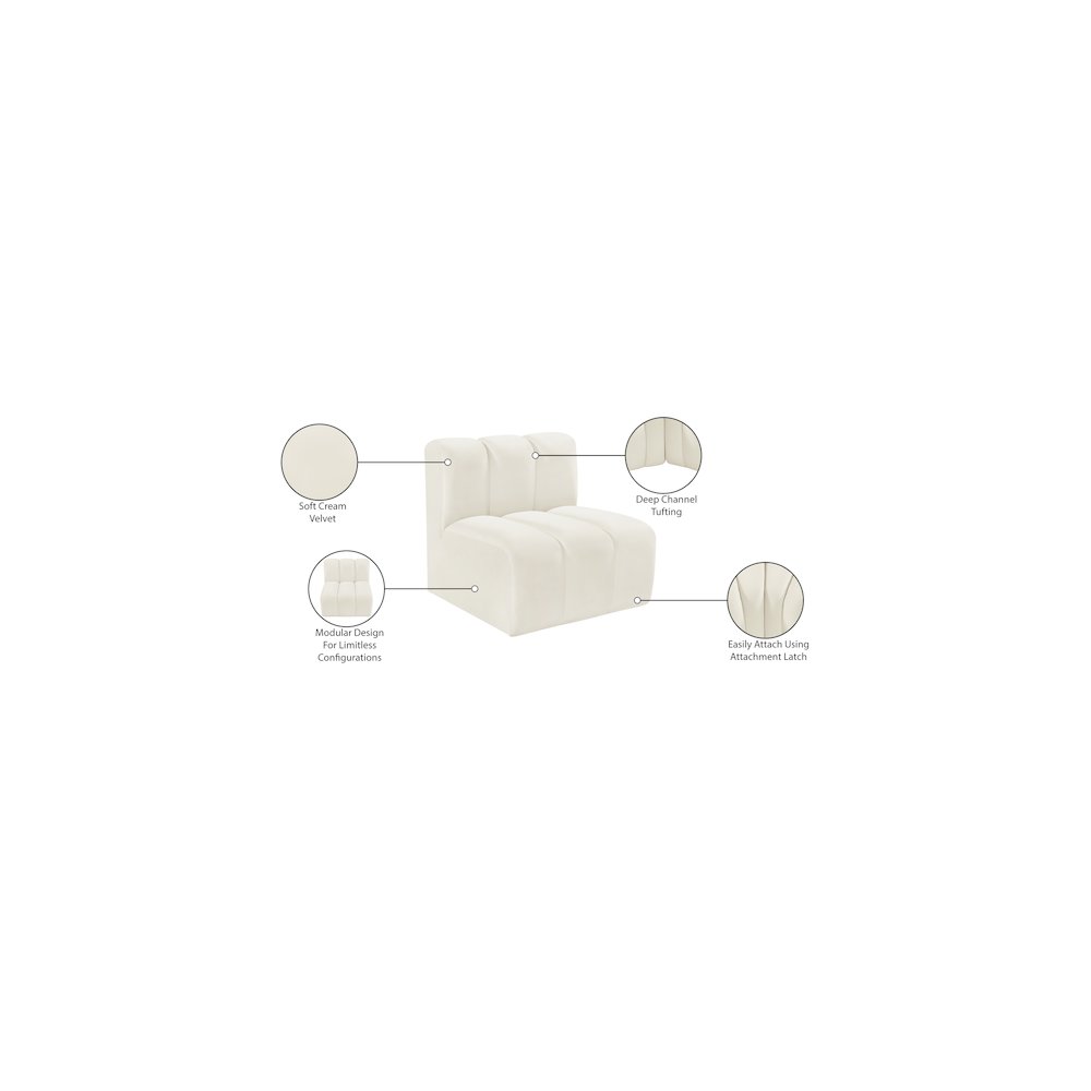 Arc Cream Velvet Straight Chair