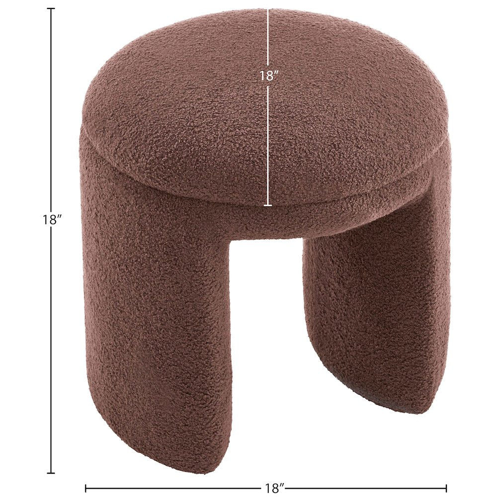 Bowen Brown Faux Shearling Teddy Fabric Ottoman/Stool