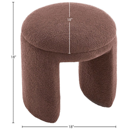 Bowen Brown Faux Shearling Teddy Fabric Ottoman/Stool
