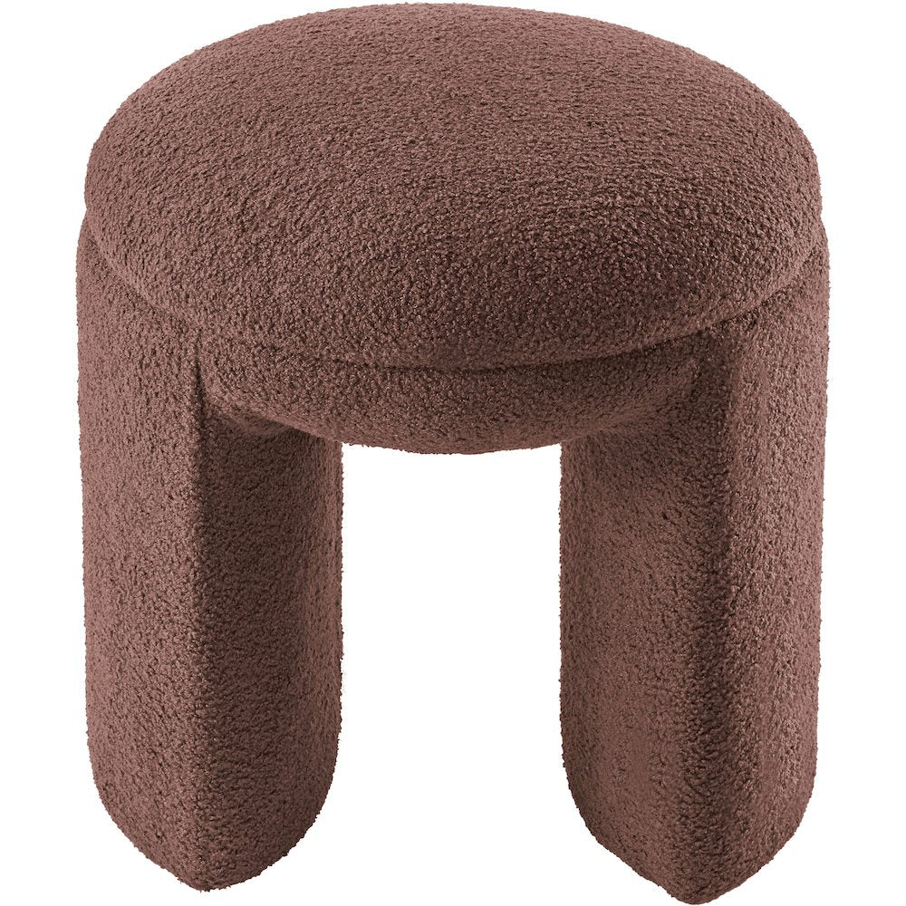 Bowen Brown Faux Shearling Teddy Fabric Ottoman/Stool