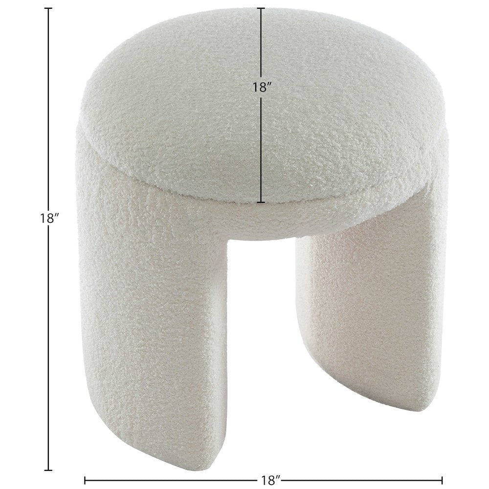 Bowen Cream Faux Shearling Teddy Fabric Ottoman/Stool