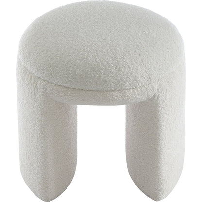 Bowen Cream Faux Shearling Teddy Fabric Ottoman/Stool