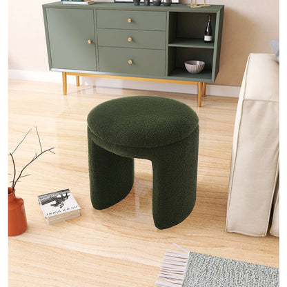 Bowen Green Faux Shearling Teddy Fabric Ottoman/Stool