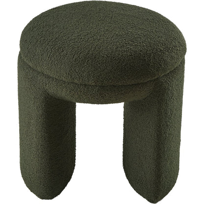 Bowen Green Faux Shearling Teddy Fabric Ottoman/Stool