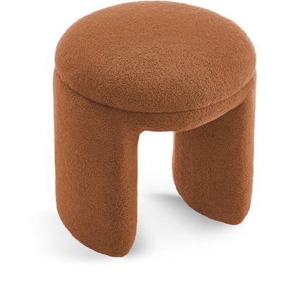 Bowen Saddle Faux Shearling Teddy Fabric Ottoman/Stool