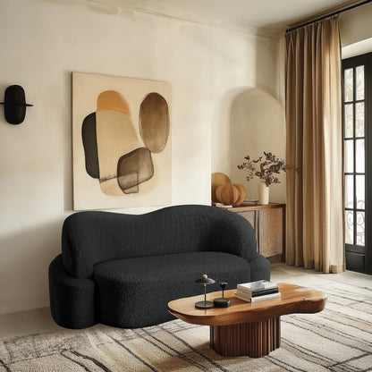 Principessa Black Boucle Fabric Loveseat
