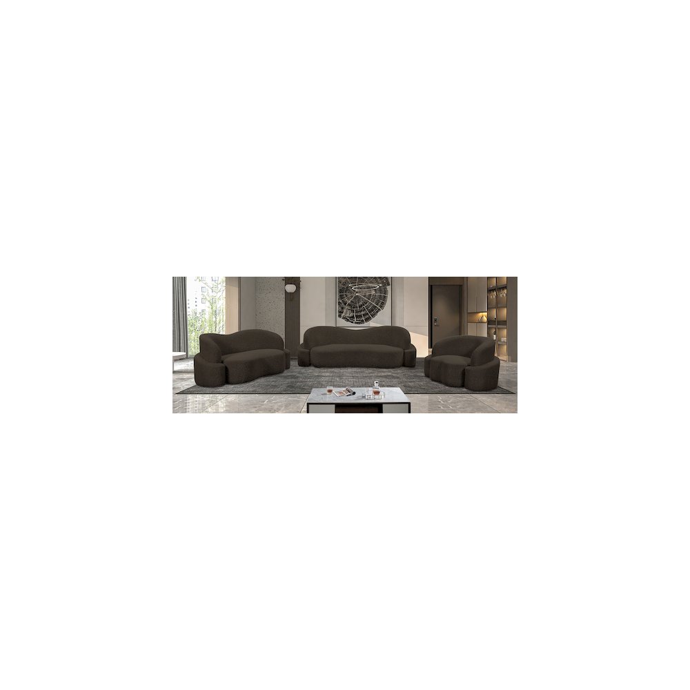 Principessa Brown Boucle Fabric Chair