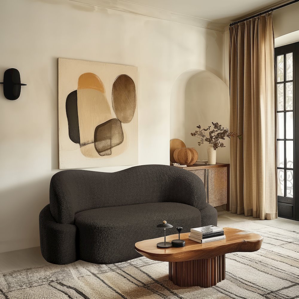 Principessa Brown Boucle Fabric Loveseat