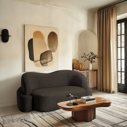 Principessa Brown Boucle Fabric Loveseat