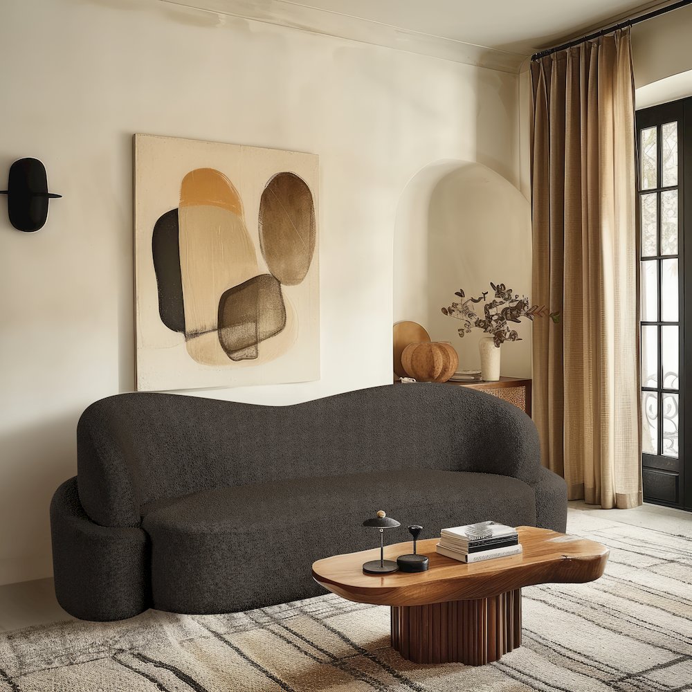 Principessa Brown Boucle Fabric Sofa