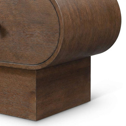 Brown Art Deco Nightstand with Sleek Finish and Compact Design